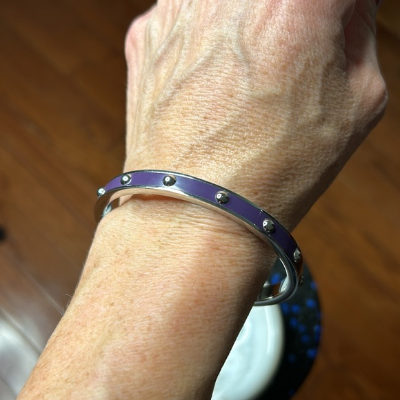 Coach Silver Tone and Purple Enamel Bangel - Picture 8 of 12